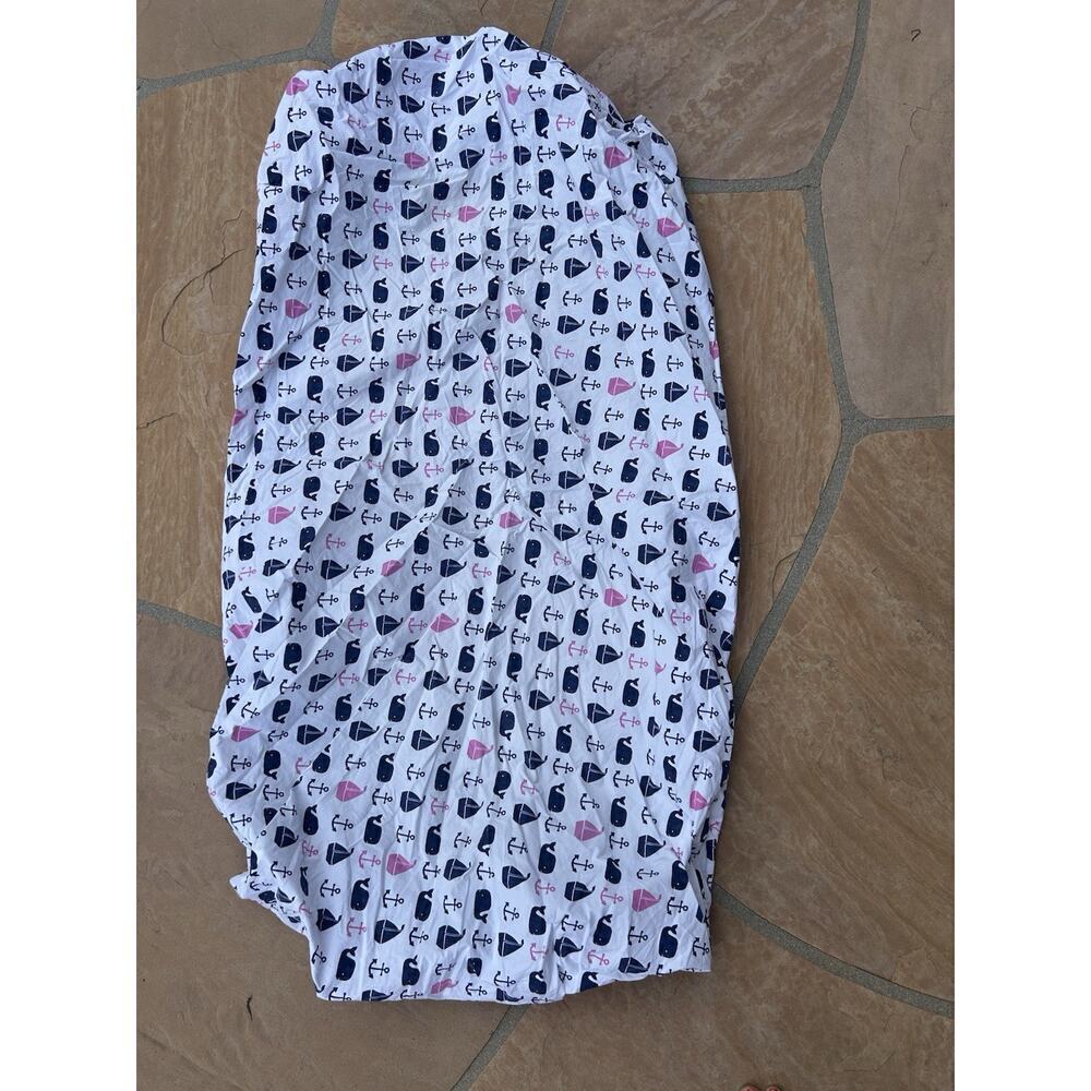 Pottery Barn Kids Hamptons Whale Crib Fitted Sheet Blue Pink Girl